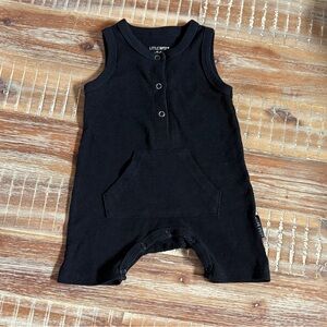 Little Bipsy Black Sleeveless Tank Ribbed Baby Romper
